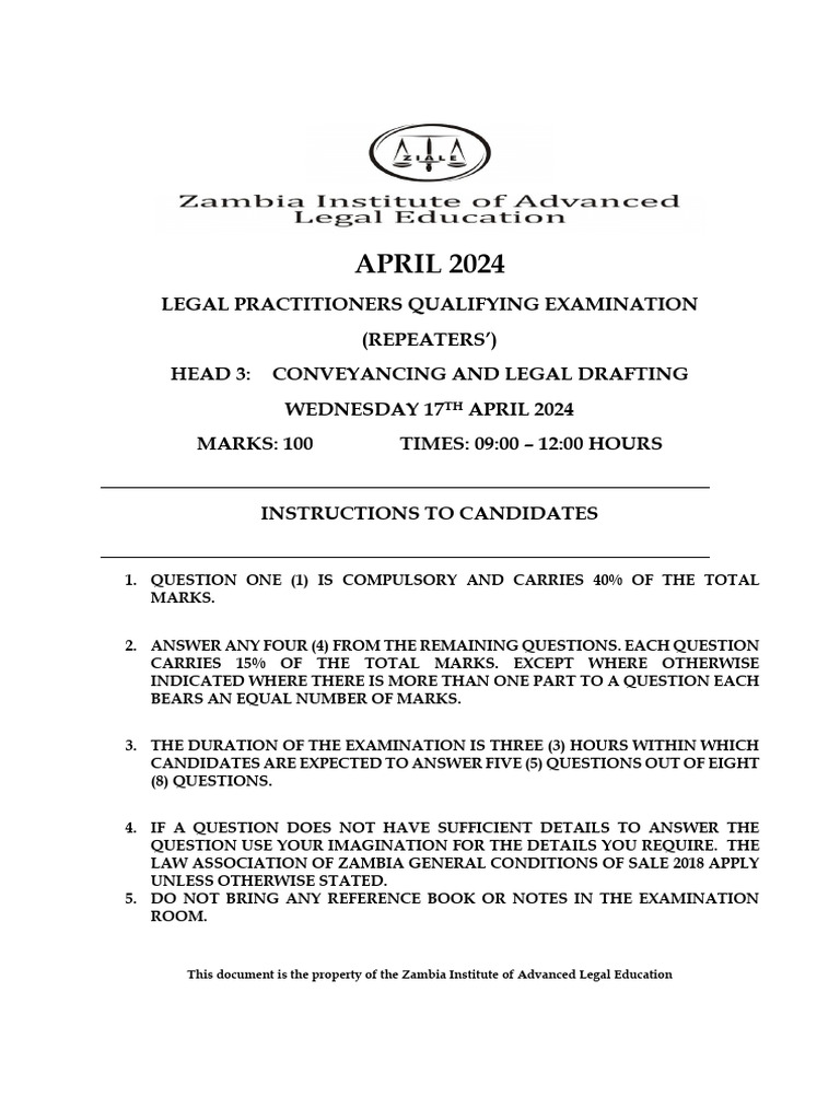 2024 Head 3 Question Papers | PDF | Lease | Deed