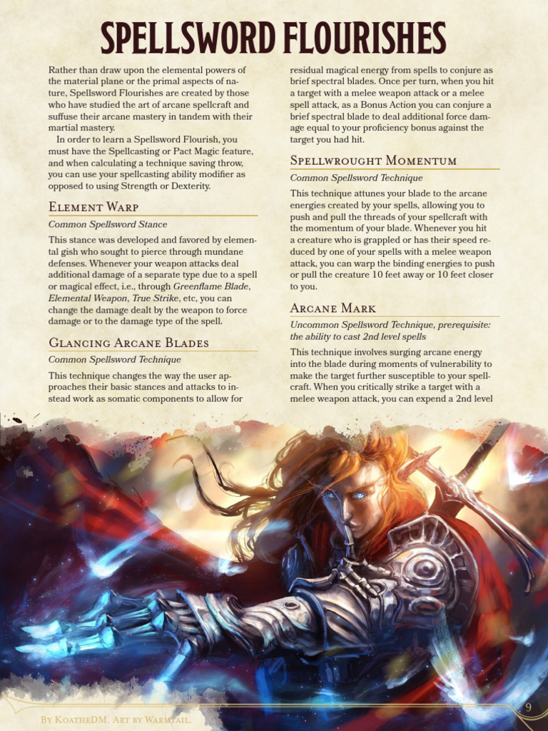 Spellsword Flourishes Techniques Guide | PDF
