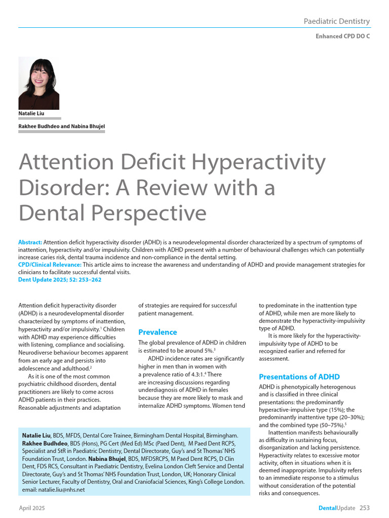 ADHD in Pediatric Dentistry: Insights | PDF | Attention Deficit ...