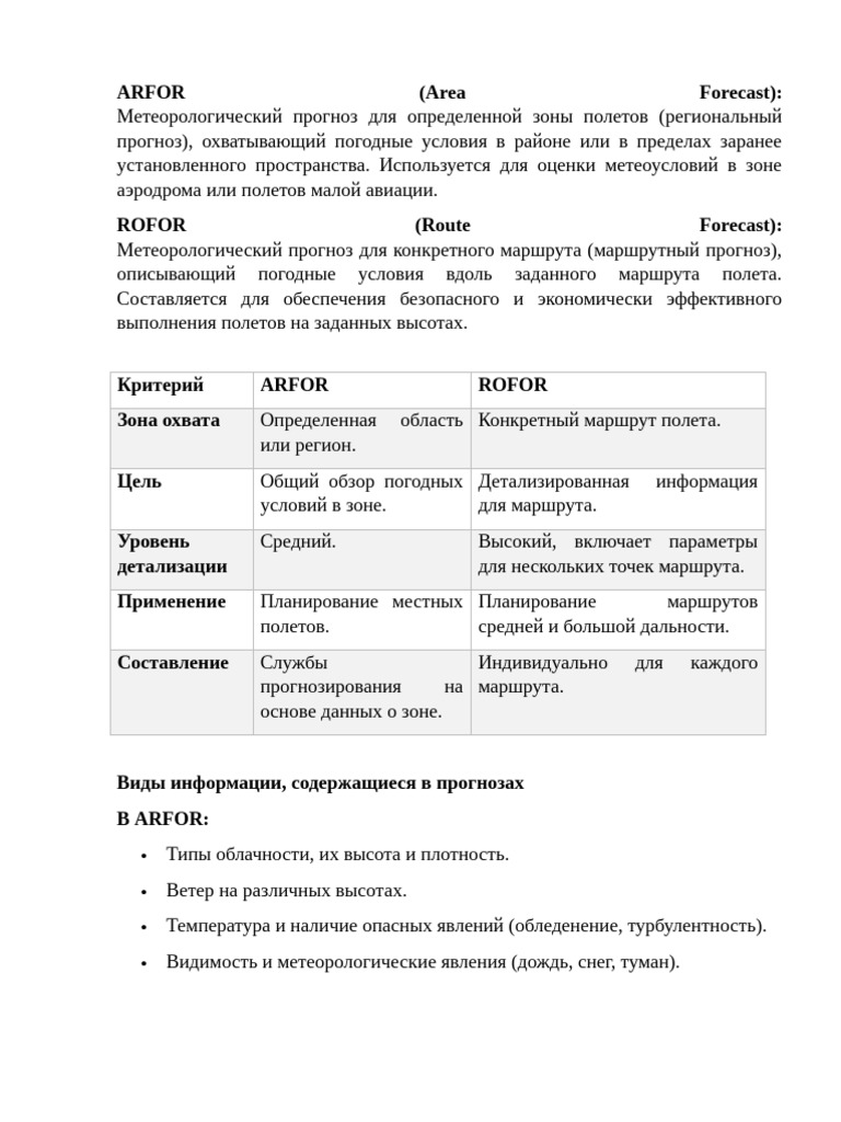 Arfor (Area Forecast) | PDF