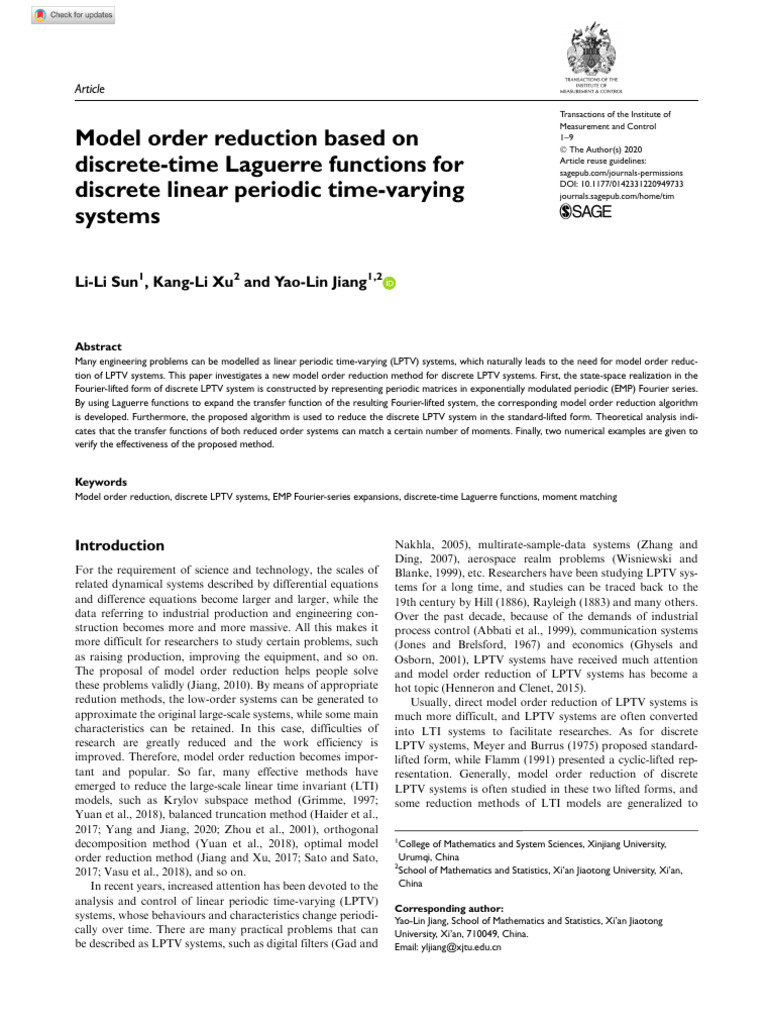 Model Order Reduction for LPTV Systems | PDF | Fourier Series | Matrix ...