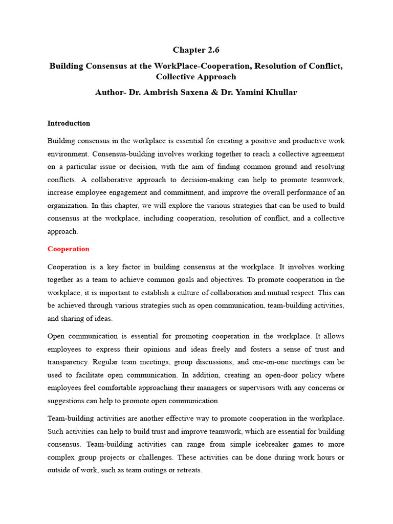 2.6 Building Consensus at The Work Place | PDF | Team Building ...