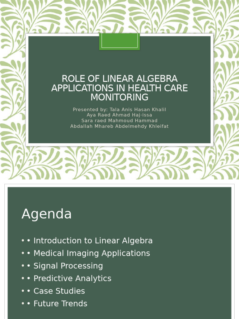 Linear Algebra in Healthcare Applications | PDF | Linear Algebra ...