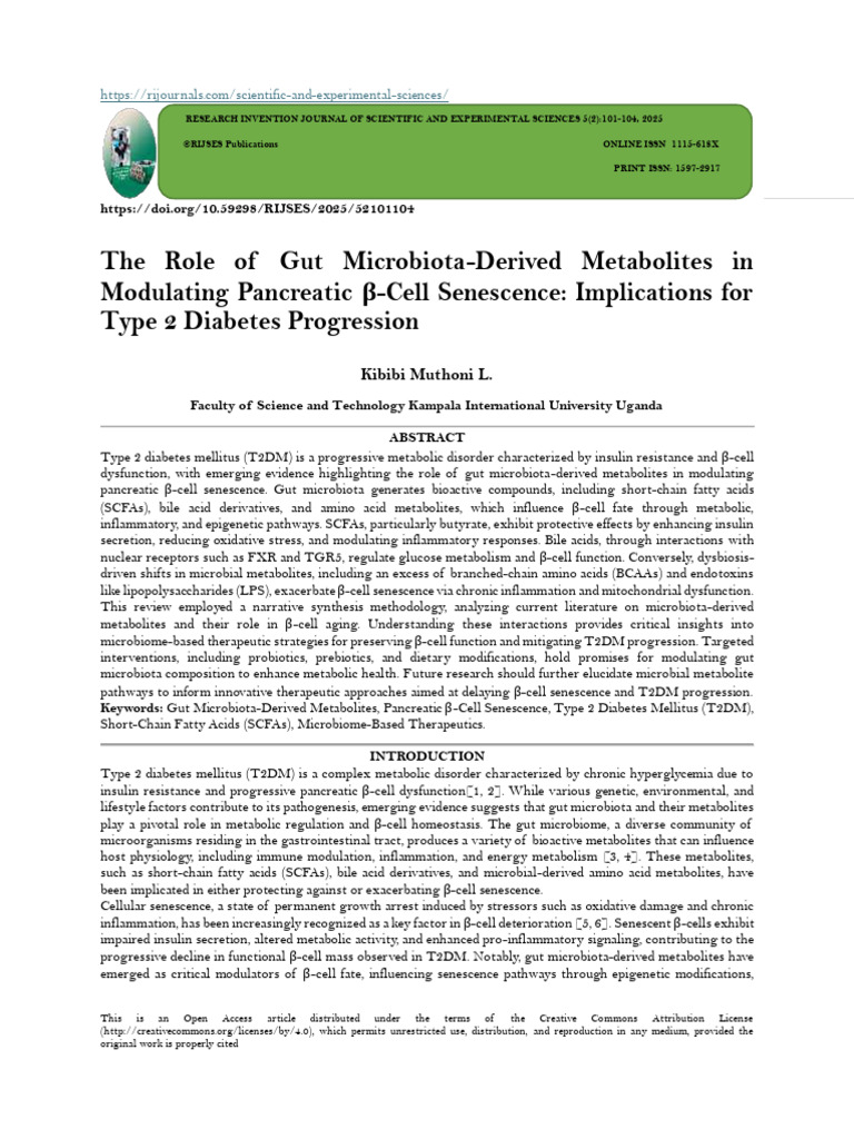 The Role of Gut Microbiota-Derived Metabolites in Modulating Pancreatic ...