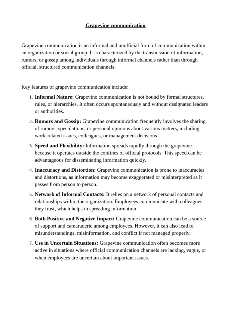 Understanding Grapevine Communication | PDF | Communication | Information