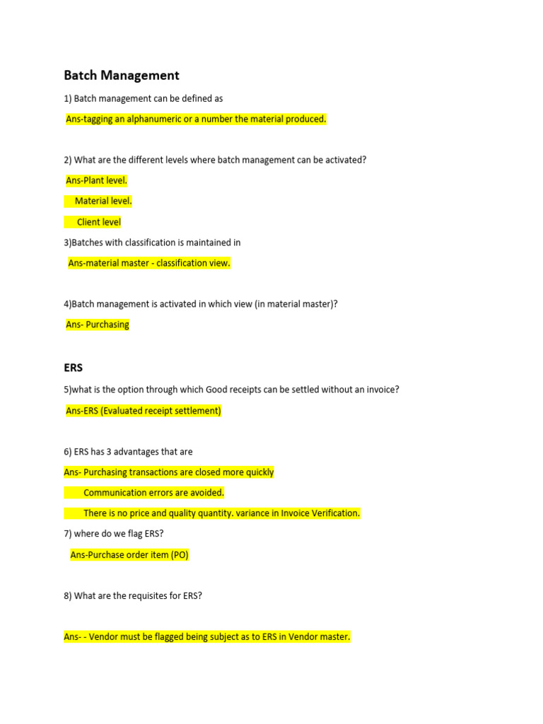 Batch Management and Inventory Processes | PDF | Receipt | Inventory