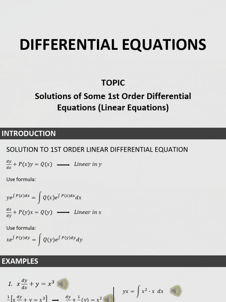07-Differential-Equations-First-Order-Linear-Equation | PDF ...