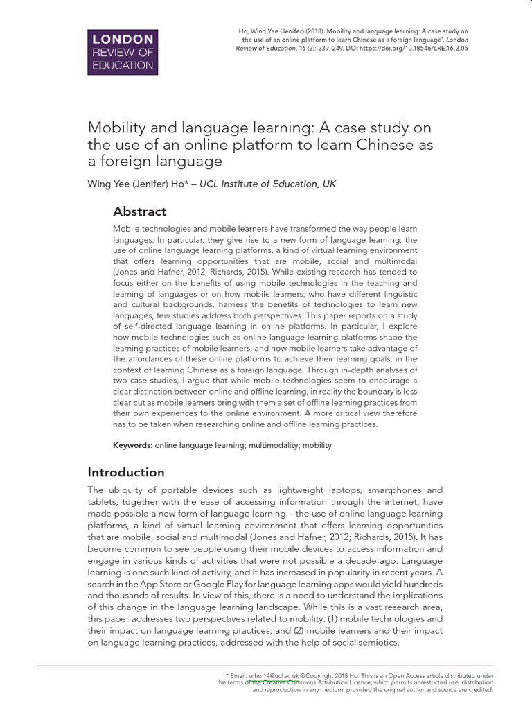 Mobility and Language Learning | PDF | Learning | Educational Technology