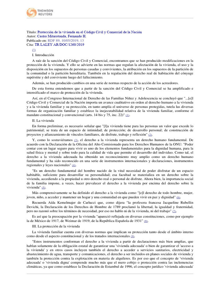 Protección de la vivienda en el Código Civil | PDF | Divorcio ...