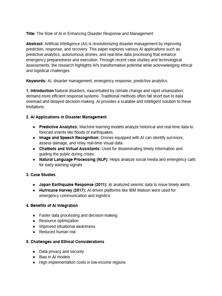 AI's Impact on Disaster Management | PDF | Artificial Intelligence ...