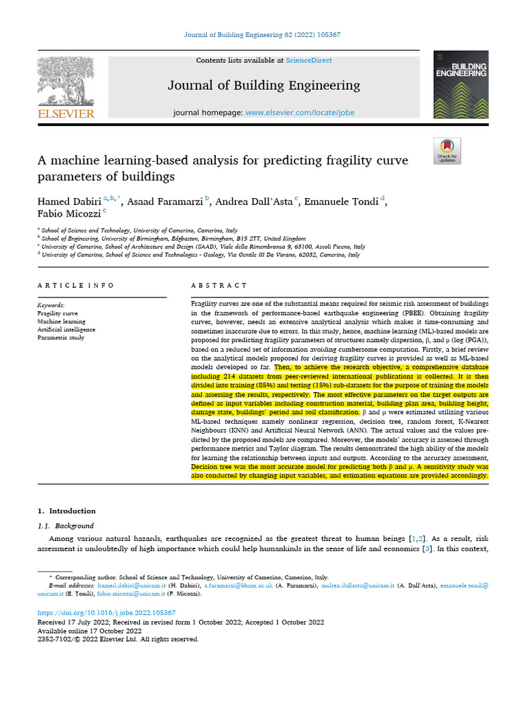 A Machine Learning-Based Analysis For Predicting Fragility Curve | PDF ...