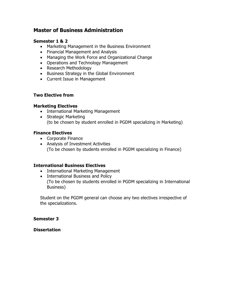 MBA Curriculum Overview and Electives | PDF