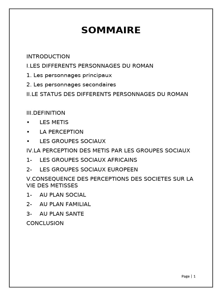 Perceptions des Métis dans le Roman | PDF | Blanc (Humain) | Noir (humain)