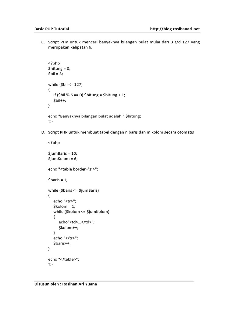 Tutorial Dasar PHP: Script dan Contoh | PDF