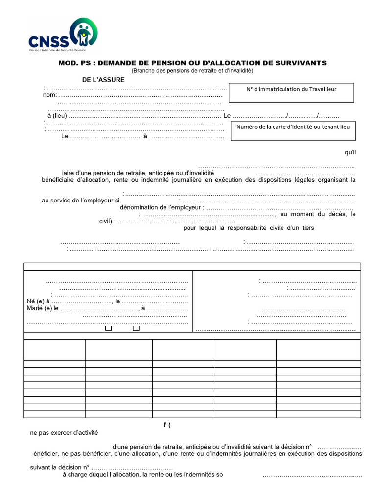 Demande d'allocation de survivant SE 350-07 | PDF