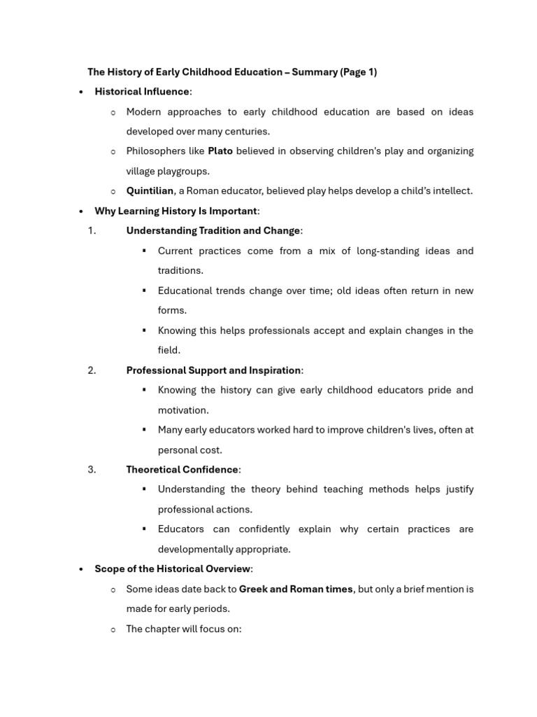 History of Early Childhood Education | PDF | Montessori Education ...
