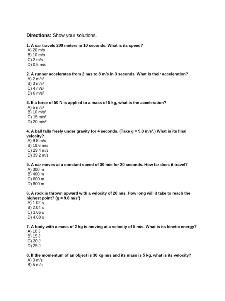 Physics Problem Solutions and Answers | PDF