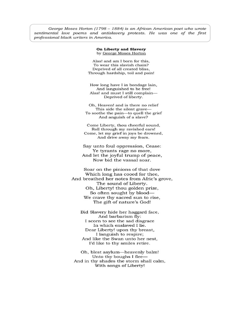 On Slavery and Liberty Poem | PDF