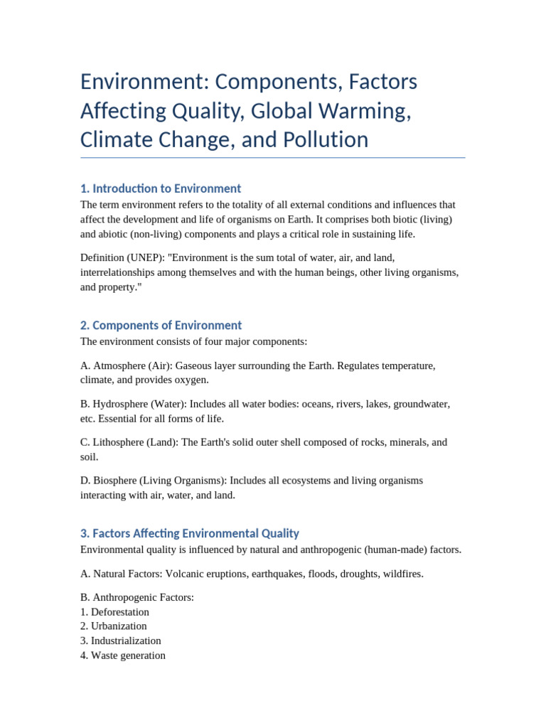 Understanding Environmental Quality Factors | PDF | Natural Environment ...