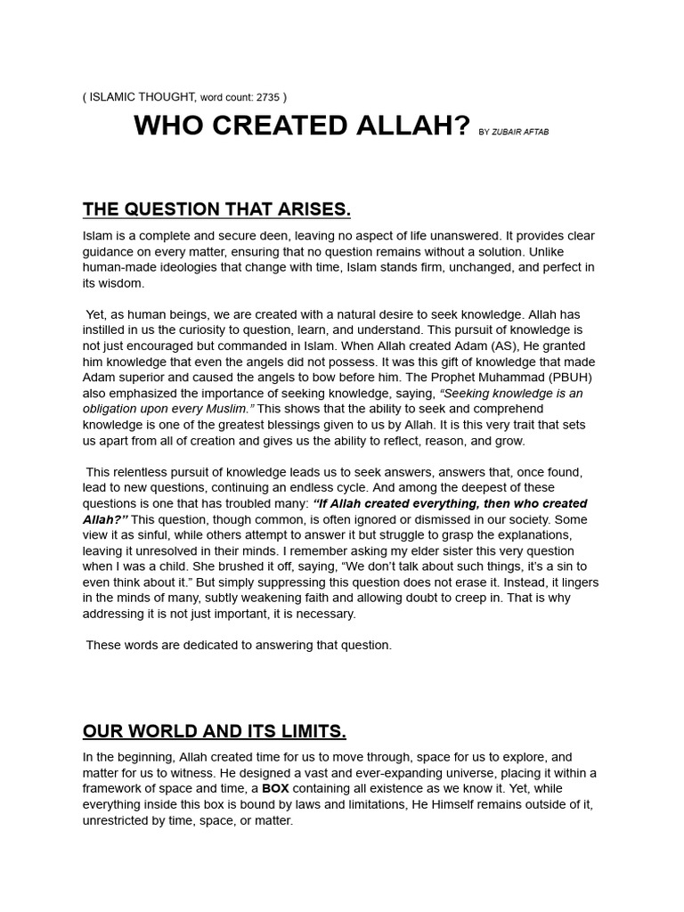Understanding Allah's Existence in Islam | PDF | God In Islam | Knowledge