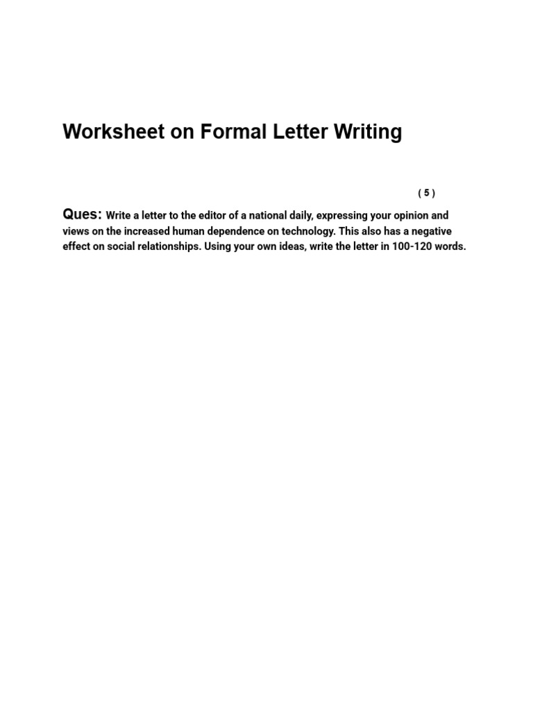 Formal Letter Writing Worksheet | PDF