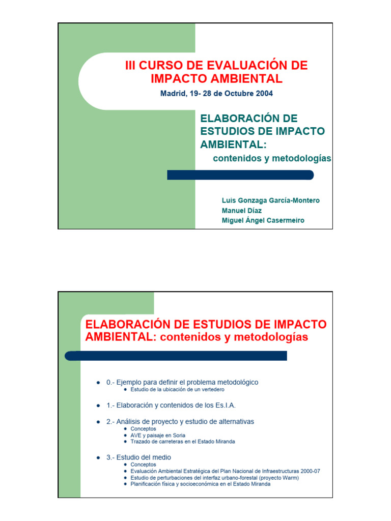 III Curso de Evaluación de Impacto Ambiental | PDF | Evaluación de ...