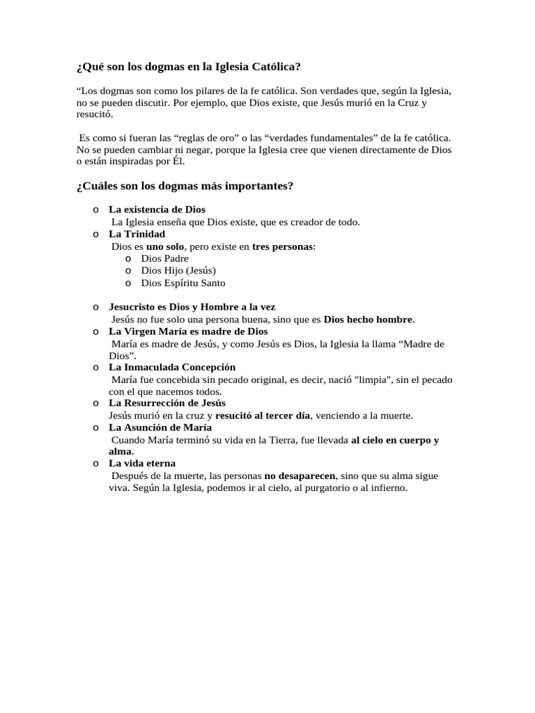 Qué Son Los Dogmas en La Iglesia Católica | PDF