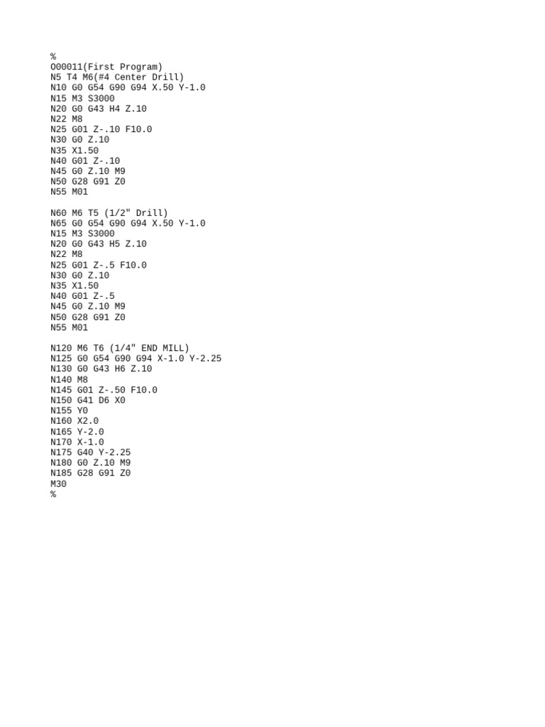 G CodeSampleProgramming - CNC | PDF