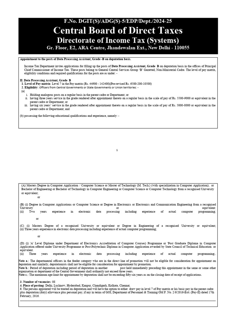 08 Data Processing Assistant Posts Advt Details Application Form Income ...