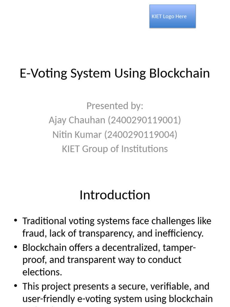 E-Voting System Using Blockchain Updated | PDF | Electronic Voting ...