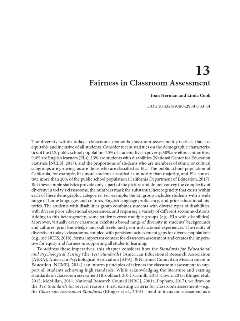 Fairness in Classroom Assessment Practices | PDF | Educational ...