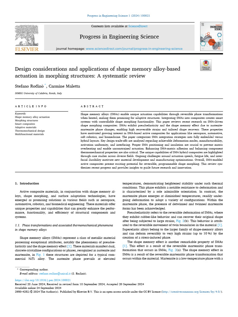 SMA Actuation in Morphing Structures Review | PDF | Shape Memory Alloy ...