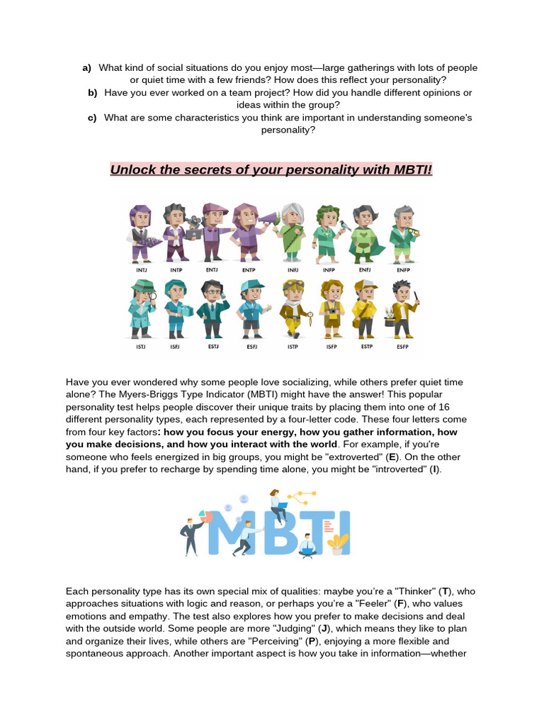 Discover Your Personality with MBTI | PDF | Extraversion And ...