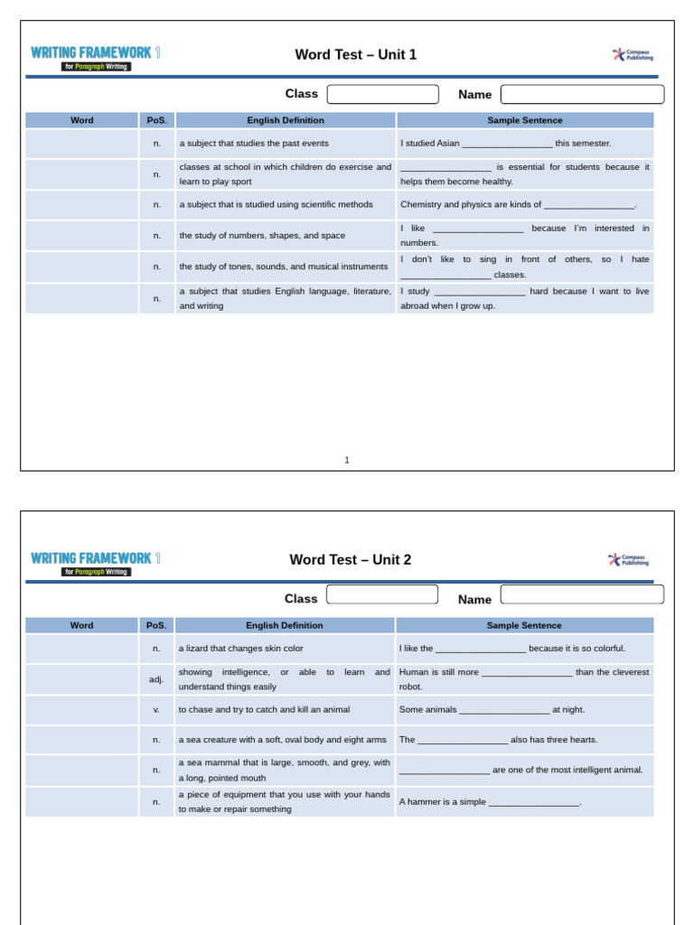 Writing Framework for Paragraph Writing 1_Word Test | PDF