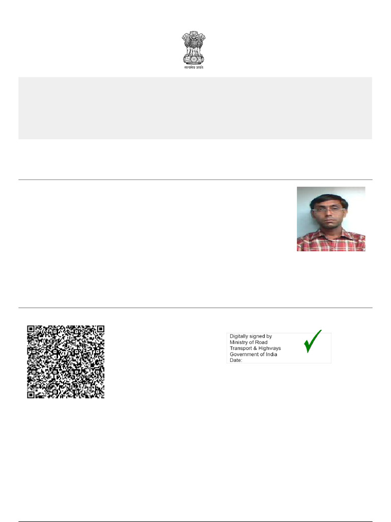 Union of India Driving License Details | PDF