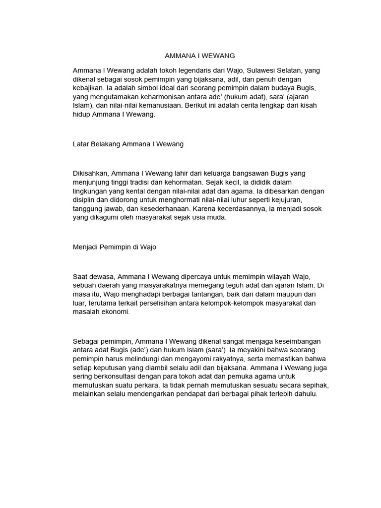 Kebijaksanaan Ammana I Wewang | PDF