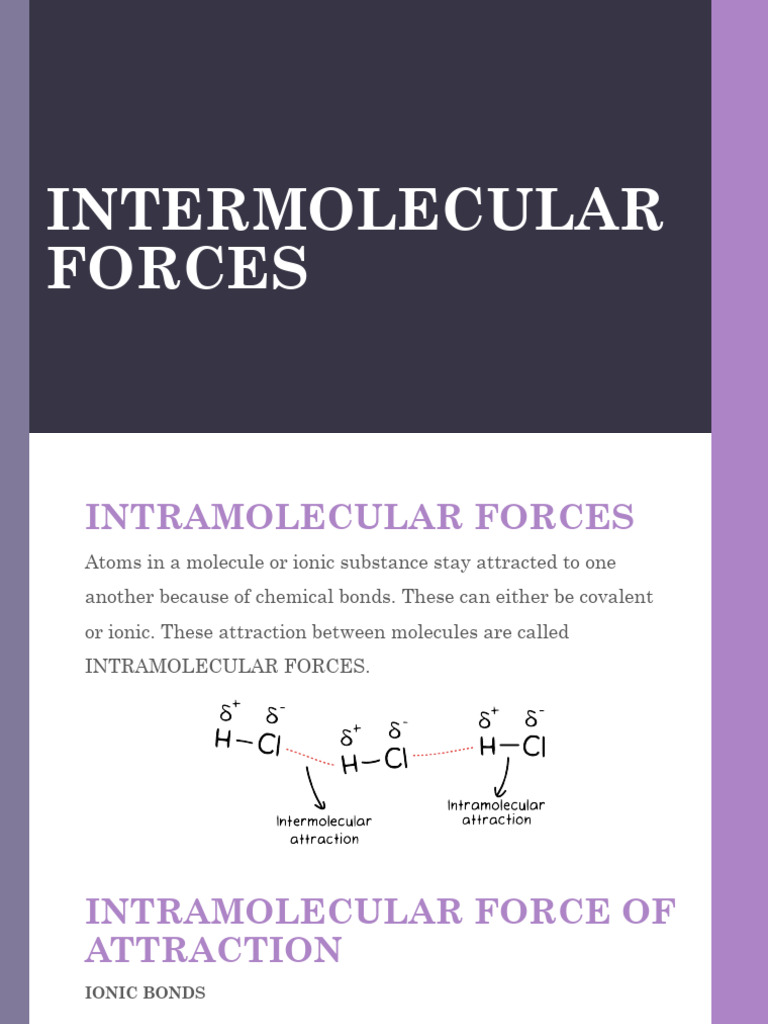 Intermolecular and Intramolecular Forces | PDF | Ion | Chemical Bond