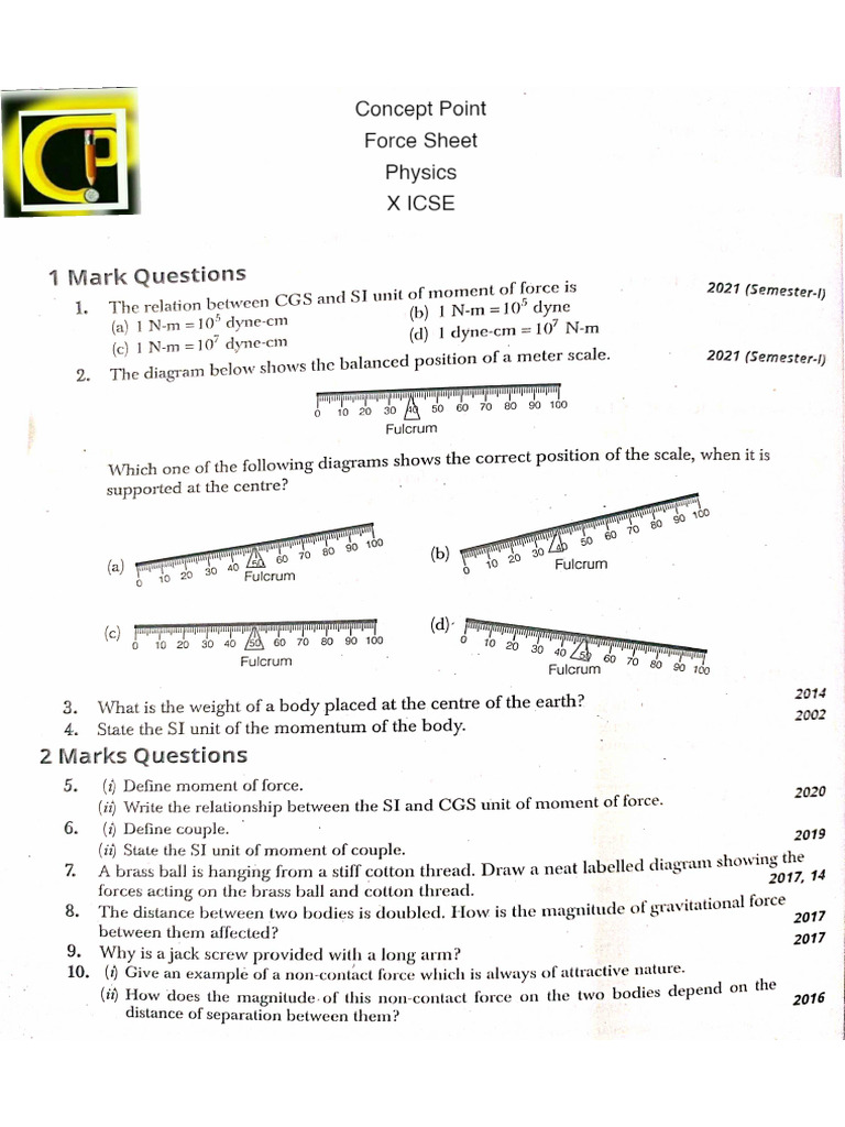 Force Sheet-1 | PDF