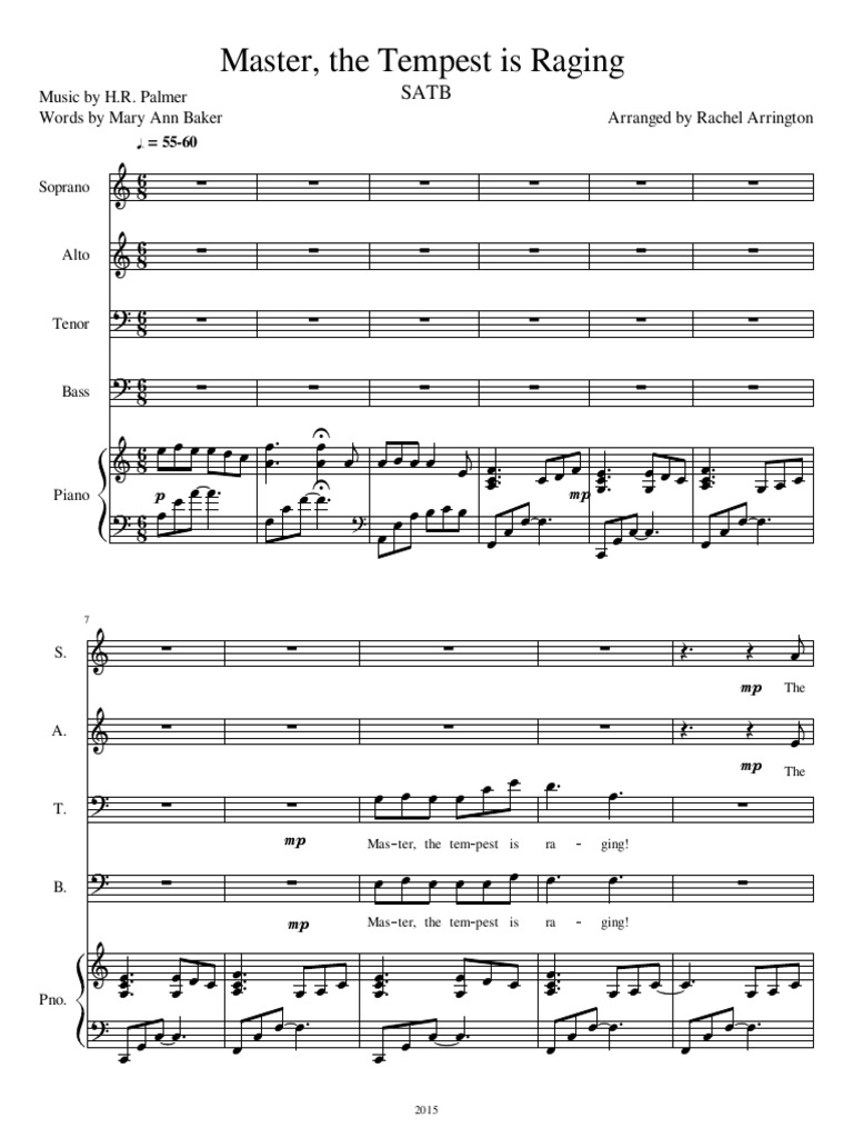 Master the Tempest is Raging - SATB | PDF | Elements Of Music | Vocal Music