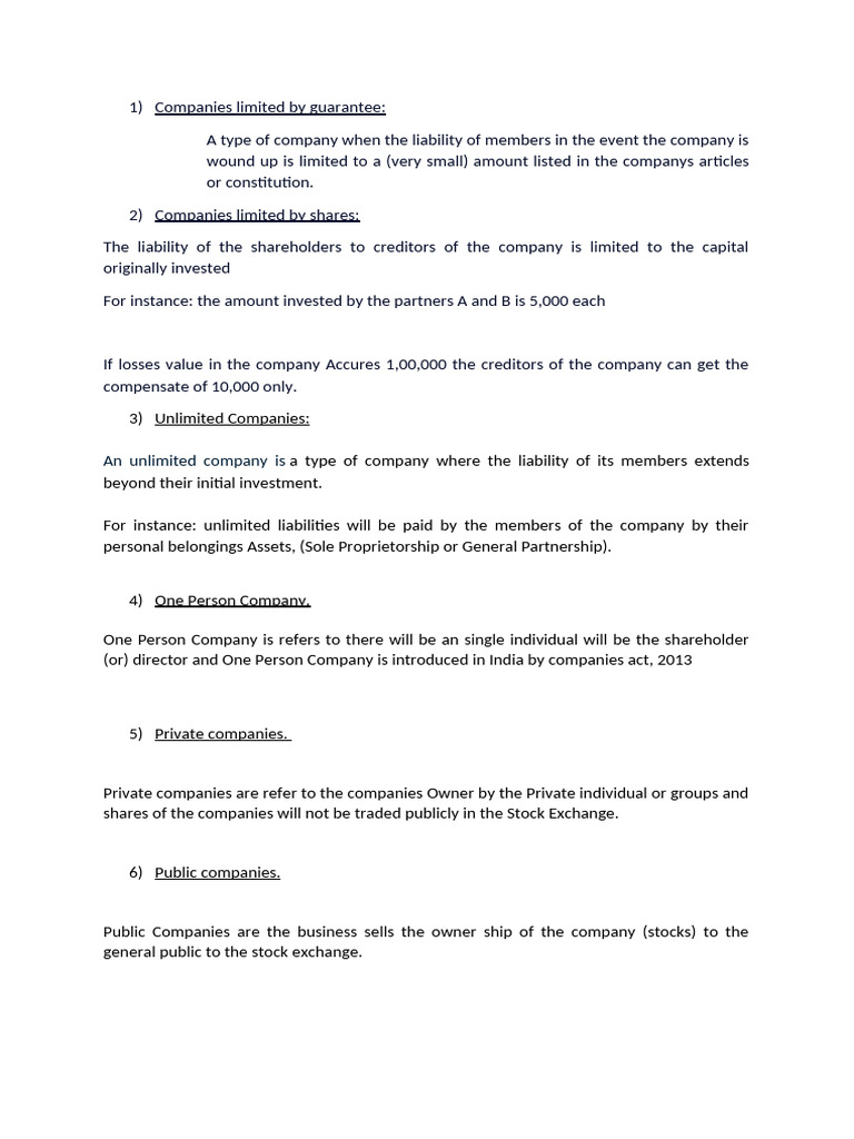 Companies Limited by Guarantee Overview | PDF | Companies | Public Company