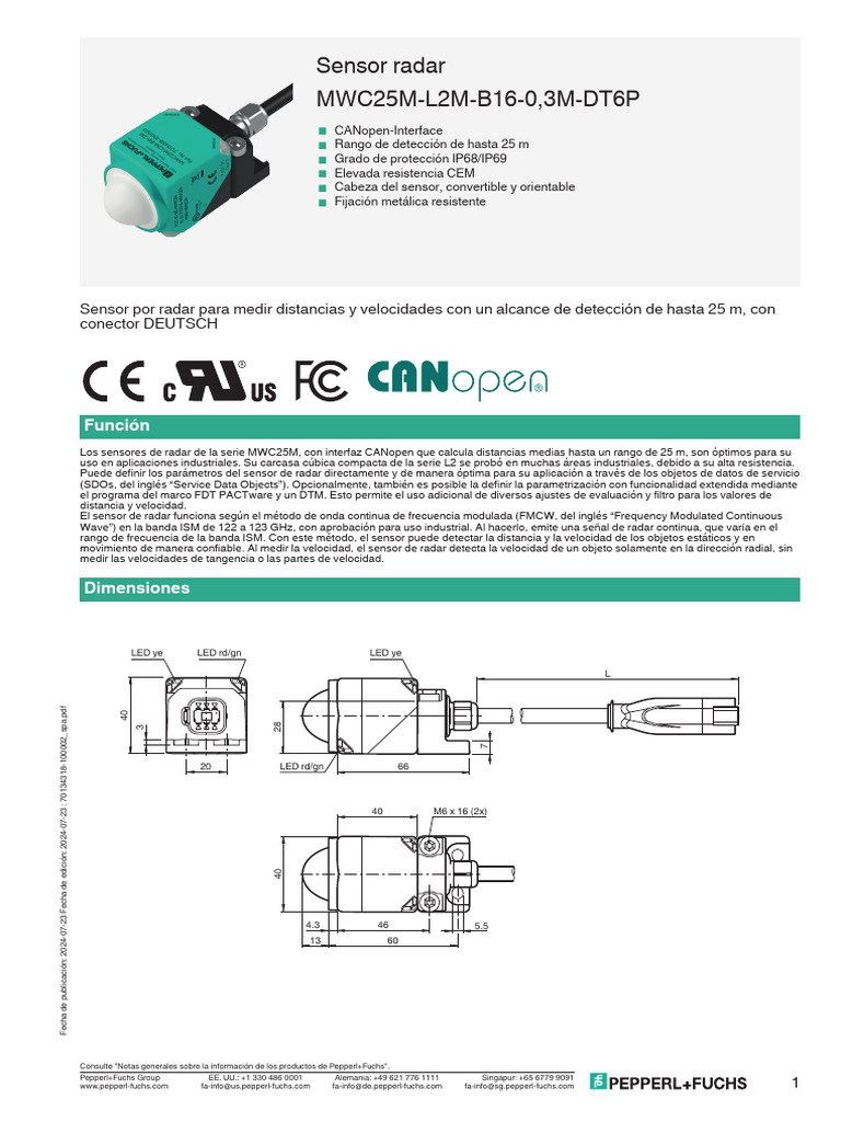 Sensor Radar MWC25M: Detección Precisa 25m | PDF