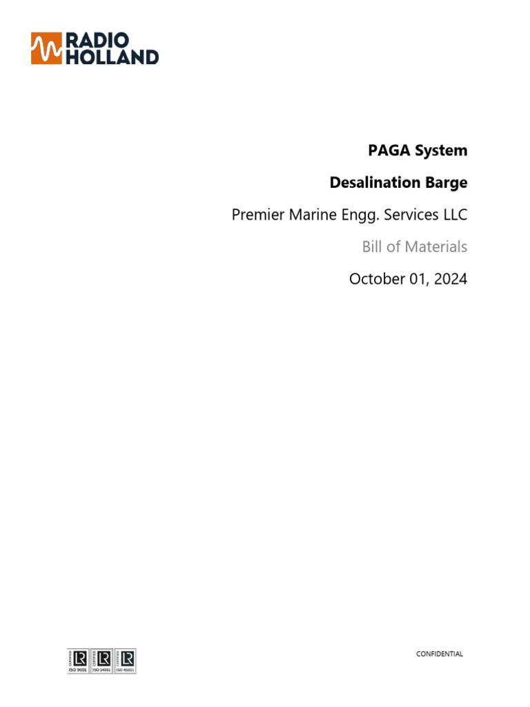 RH - Desalination Plant - PAGA - BOM AMES Comment | PDF | Relay | Amplifier