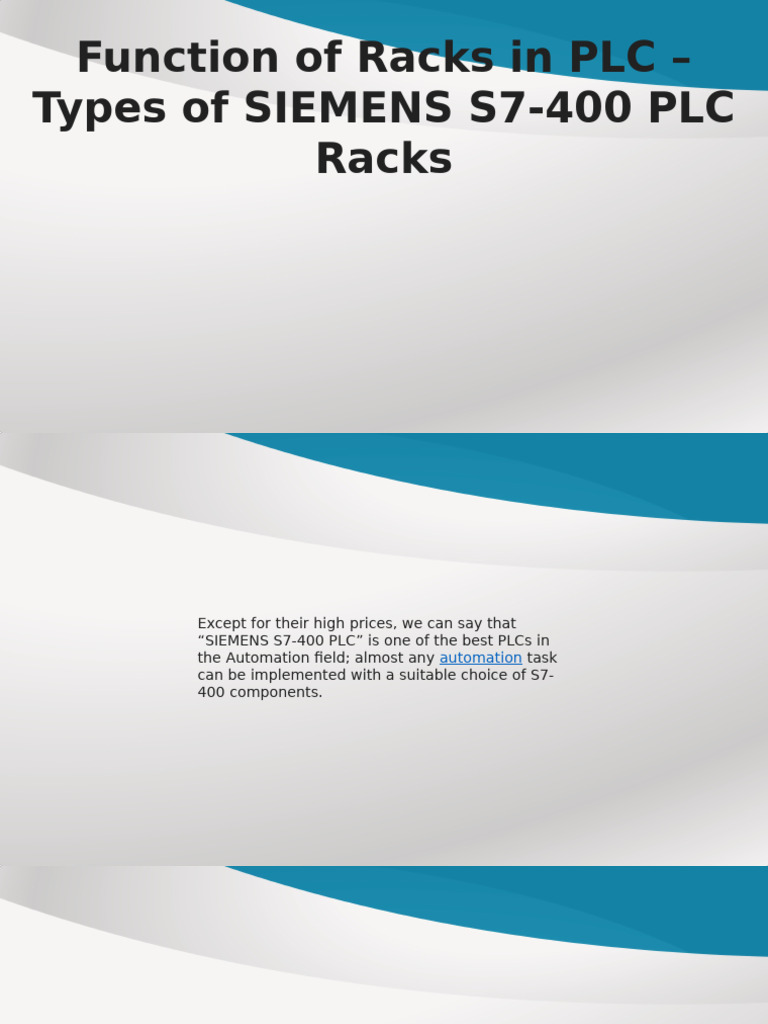 Types of Racks in S7-400 PLC Systems | PDF | Programmable Logic ...