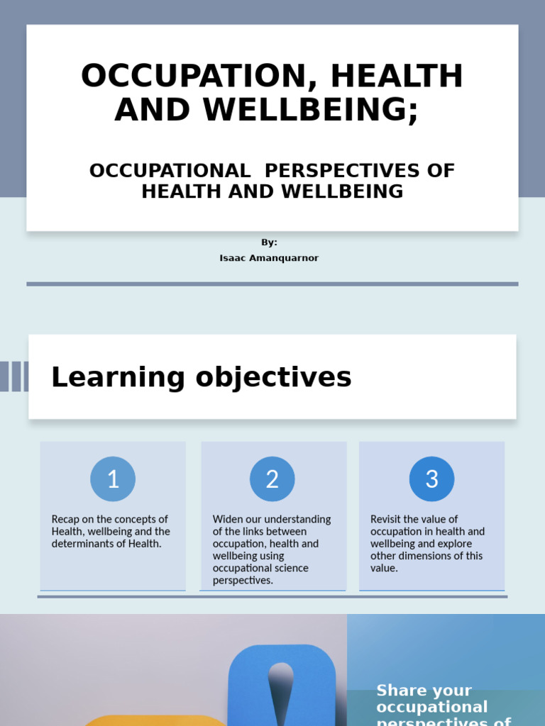 Occupational Perspectives of Health - IA | PDF | Well Being ...
