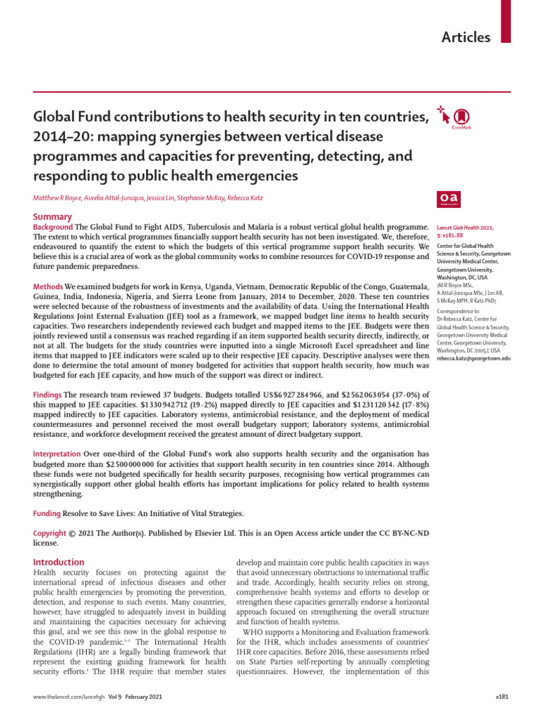Global Fund Contributions To Health Security in Te | PDF | Global ...