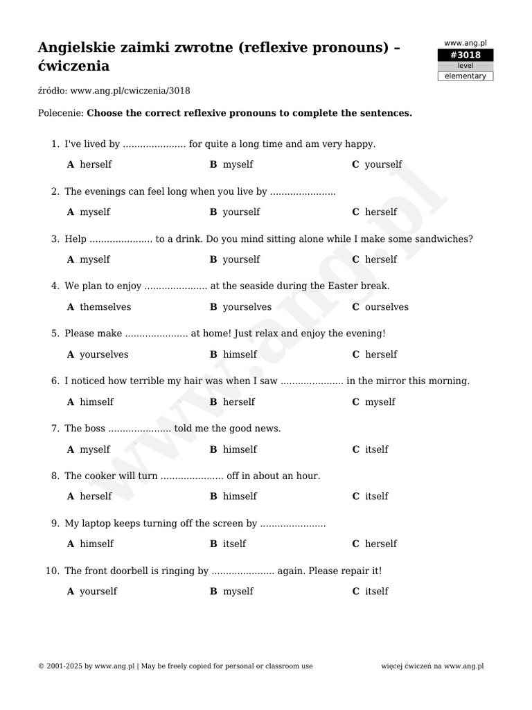 WWW - Ang.pl Exercise 03018 | PDF | Grammatical Number | Syntactic ...
