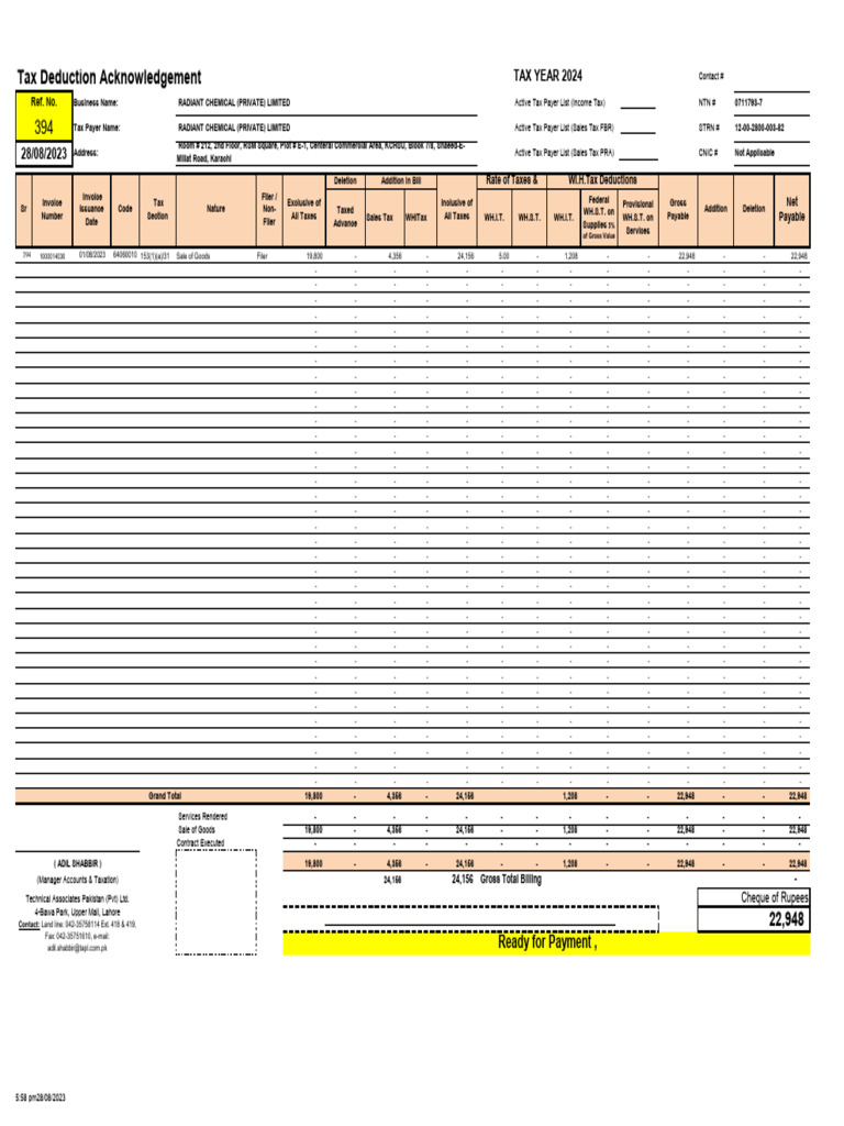 002-16-TYR-2024-KO-Jul23-165-394-Radiant Chemical | PDF | Taxes | Economies