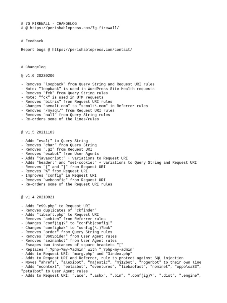 7G Changelog | PDF | Uniform Resource Identifier | Web Technology