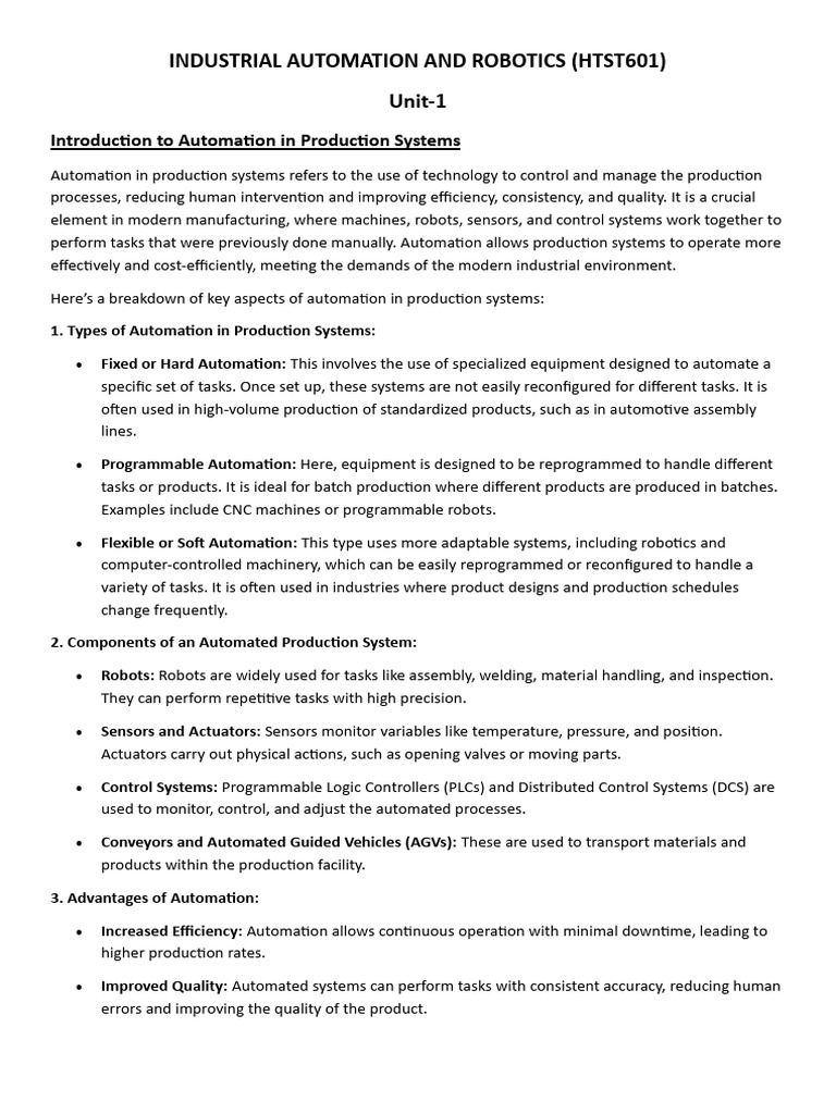 Automation in Production Systems Overview | PDF | Automation | Internet ...