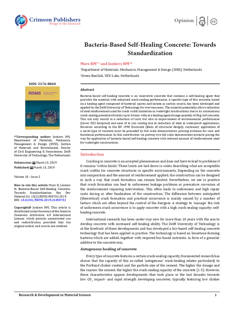 Bacteria-Based Self-Healing Concrete Standards | PDF | Concrete | Cement